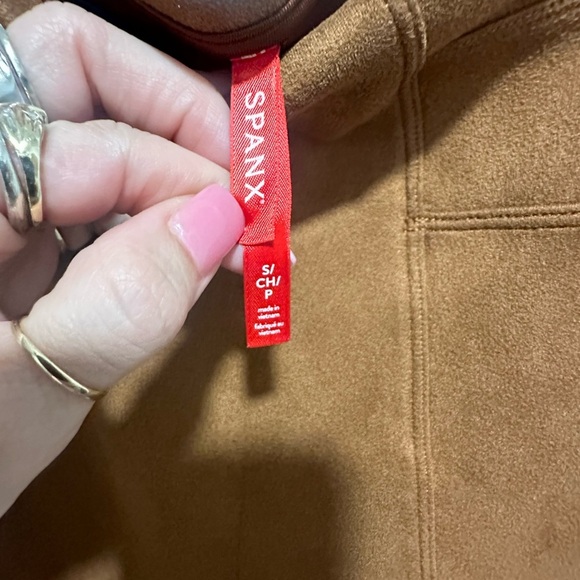 SPANX- Faux Suede Leggings Rich Caramel Shaping Tummy Control Size small NWOT - Picture 3 of 6